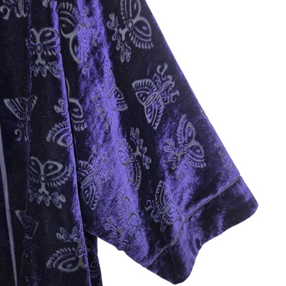 Chico’s Purple Velvet Burnout Jacket Short Open Kimono Aztec Art Print SZ 3 (XL) - Picture 4 of 12